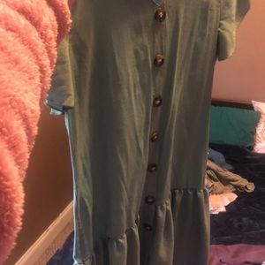 Green dress with ruffle